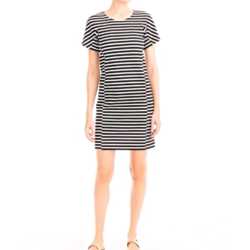 J. Crew Black & White Striped Short Sleeve Casual T-Shirt Dress Womens Size M